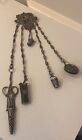 Antique Victorian English Sterling Silver Seamstress Lg Chatelaine W attachments