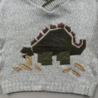 Vintage Dinosaur Sweater Baby 12m Months Beige Knit Stegosaurus Leaf Cartoon 90s