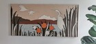 Vtg Mcm Art Fabric Mural Cranes Lake Nature Mural Earth Tones Retro 1970 s