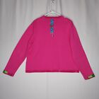 Berek 90s Cardigan Womens Xl Pink Knit Button Embroidered Watch Clock Artsy Vtg