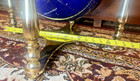 Gemstone World Globe Large 18  Blue On Gold   tone Stand     Inlaid Stone Map