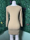 Old Navy Tan Ribbed Knit Bodycon Mini Sweater Dress Scoop Neck Long Sleeve M
