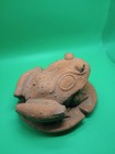 Crarved Stone Frog On Lily Pad Statue Figurine Beige   Green 4  