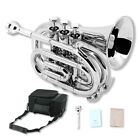 Brass Bb Pocket Trumpet Mouthpiece Cleaning Cloth Case Durable New Silver 