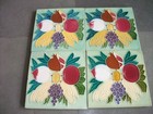 4 Pc Vintage Fine Fruit Basket Embossed Ceramic Tiles Set  Japan