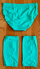 Pro Wrestling Set Of Trunks All Aqua Green   Matching Knee Pad Covers Sz L 38-40