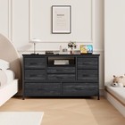 8 Drawer Dresser 55  Tv Stand With Power Outlet Chest Of Drawers Storage Black