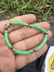 Pair Of Antique 925 Sterling Jade Bracelet