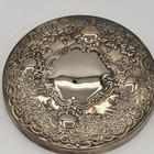Vintage Silver Plate Round Makeup Vanity  purse Hand Mirror 3 75    Diameter