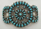 Vintage Navajo Lrg Sterling Petit Point Turquoise Cluster Hair Barrette Begay Ab
