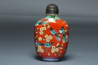 Chinese Antique Old Cloisonn   Hand-painted Flowers And Birds Snuff Bottle