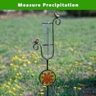 Hummingbird Rain Gauge Outdoor Metal Garden Decor W  Stained Colorful-glass