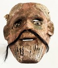 Vtg Antique Mexican Folk Art Carved Wood Mask Old Man Viejito Glass Eyes Mexico
