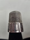 Antique Sterling Silver Thimble  9 Ornate Victorian Etched Collectible  Sewing