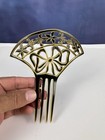 Vintage Art Deco Celluloid Hair Comb Brown Tones Floral Bow Design 6 5    X 6   