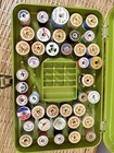 Full Vtg Case   Star Wood Thread Wil-hold Wilson Green Sewing Plastic Box Lot