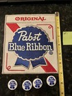 Vintage 6x7 Pabst Blue Ribbon Patch W  4 One Inch Pins   free Shipping