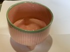 Vintage Cookson Pottery Cp-1444 Usa  Footed Pink With Green Rim Ceramic Planter