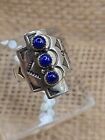 Navajo Joe Delgarito Sterling Silver Lapis Totem Ring Size 8 25