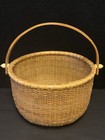 Vintage Nantucket Lightship Hand Crafted Woven Wooden Basket With Swing Handle