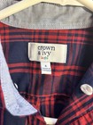 Crown   Ivy Boys Size 6 Red blue Plaid Long Sleeve Button-down Shirt