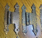 Lot Of 12 Copper Hammered Spade Tip Offset Cabinet Hinges   4 Drawer Pulls Read