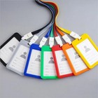 1pc Id Badge Holder Double-sided Windows Clear Vertical Card Holder With Lanyard