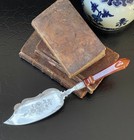 Rare Large 19c Dutch Sterling Silver Red Agate Dessert Fish Server C1859 11 5   