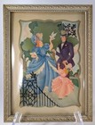 Pair Of 1940 s Convex Bubble Glass Reverse Painted  Prints  Victorian Family