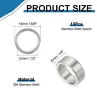 10 Pcs Stainless Steel Spacer 1 2  Id X 5 8  Od X 1 4  L Round Spacer