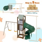 Metal Swing Set Kids Outdoor Backyard Playground Ages 3-10 Seesaw Climbing Hoop