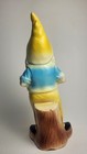 Vintage Ceramic Garden Gnome Figurine Hand Painted Tree Stump 11 