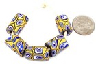 5 Venetian Antique Blue Eye Millefiori African Glass Trade Beads- 1661