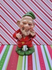 Chalkware Elf Gnome Dwarf Figurine Ornament 4  Japan 1960s Christmas Decor