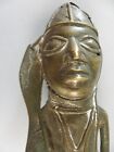Vintage Benin Cast Bronze Heavy Statue Sculpture Nigeria 12  Tall Weighs 4 Lbs 