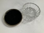 Vintage Cut Glass Vanity Box Jar With Silver Plated Lid Velvet Lined Lid