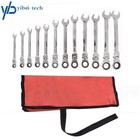 12pc 8-19mm Metric Flexible Head Ratcheting Wrench Combination Spanner Tool Set