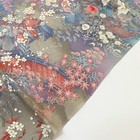 Hidden Pavillion  a 13 5x41 Hand Painted Chirimen Japanese Silk Fabric Cj88