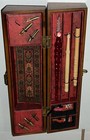 Vintage Calligraphy Windsor Prose Writing Wood   Glass Fountain Pen Set New Ink