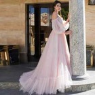 Customized A-line Women Evening Dresses Puff Sleeves Tulle Prom Party Gowns
