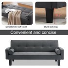 Convertible Futon Sofa Bed Adjustable Backrest Sleeper Couch W  Round Pillows Us