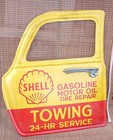 Shell Gasoline Towing Motor Oil Metal Sign Truck Door Man Cave Vintage Style