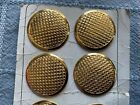 Card Of 6 Antique Vintage Large Gold Metal Buttons - 1 5 8   
