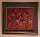 Beautiful Vintage 1960s Framed Mola San Blas Island Panama Kuna Art 20    X 22   