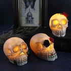 1pc Halloween Skeleton Glowing Skeleton Skull Heads Figurines Garden Ornament