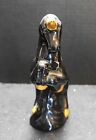 Black Glossy Unicorn Figurine Standing Gold Trim Pink Mane Tail