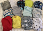 Lot 13 Baby Boy Cloth Diapers Snap Pocket Alva Fuzzibunz Charlie Happy Flute  