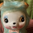 Vtg Mcm Japan Kitsch Blue Kitty Cat Ceramic   Fur Big Eyes 
