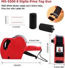 Price Tag Gun 8 Digit 5000 Labels 3 Ink Red Retail Store Marking