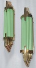 Antique Vintage Art Deco Brass Green Glass Wall Sconce Lamp - Home Decor 1 Pc